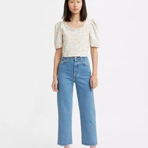 Levi's Ribcage Straight W26 L27 Medium Wash Frayed Hem